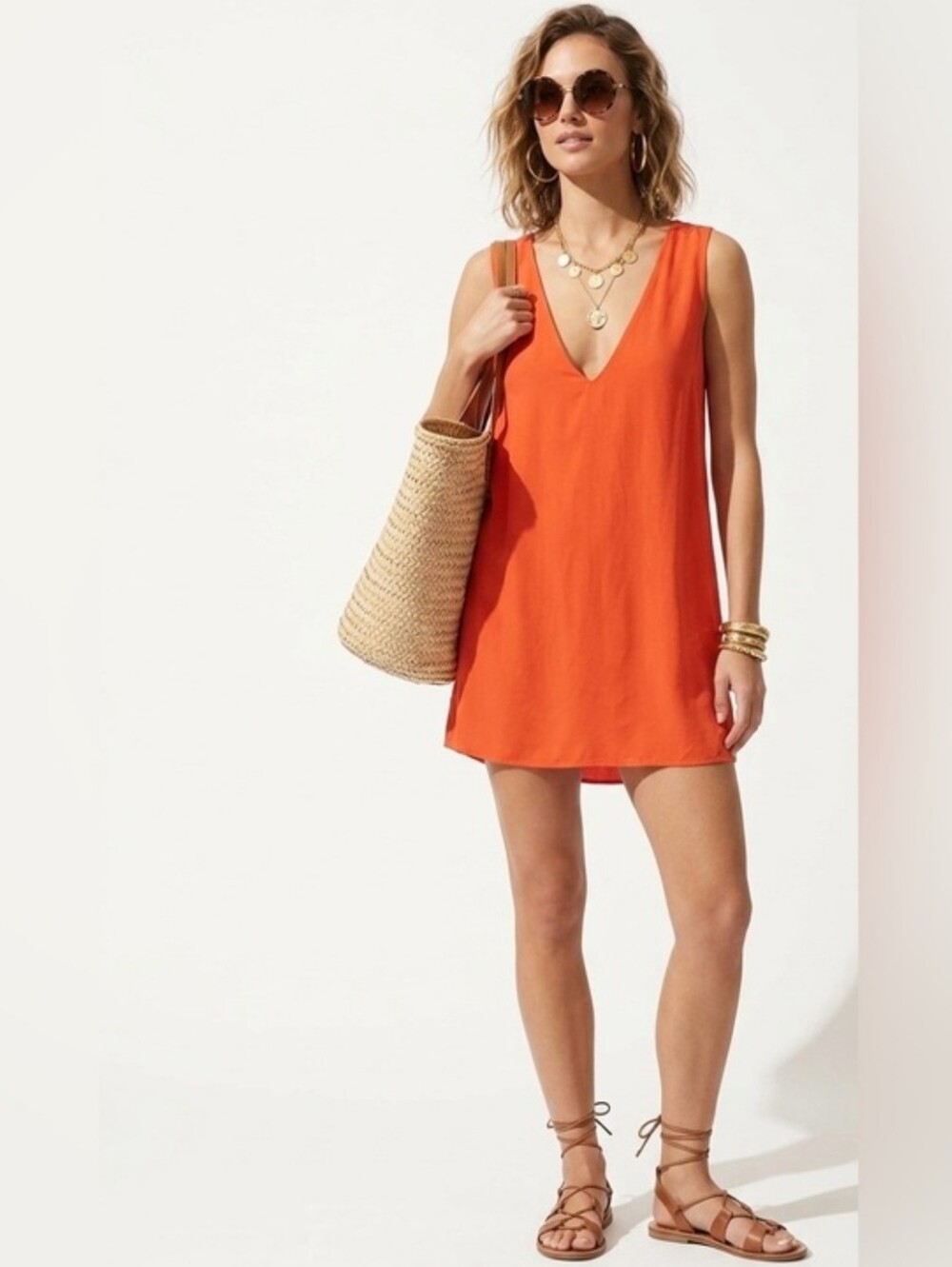 Olivaceous $58 NWT P2P 19” L 30” Lazy Dress Mini/Tunic Orange M 100 Rayon
